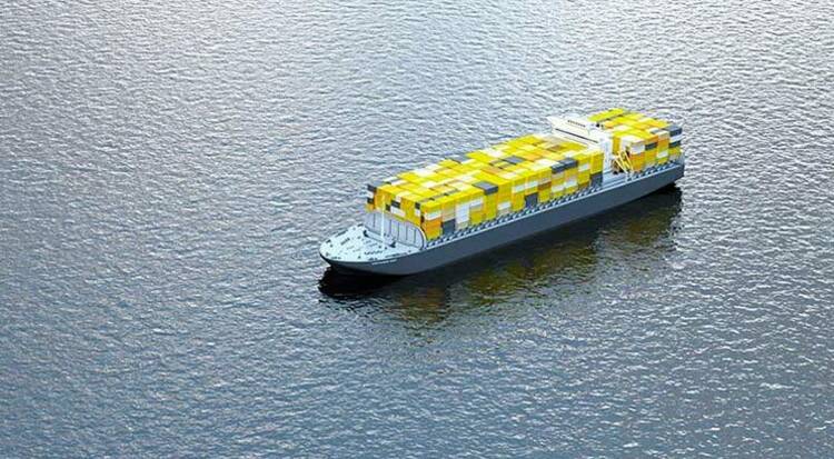 Containerschiff auf Meer